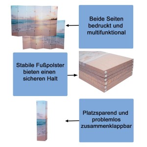 MCW Foto-Paravent A83 Ocean, 180x244cm, Deko-Raumteiler mit Strandmotiv, zusammenklappbar.
