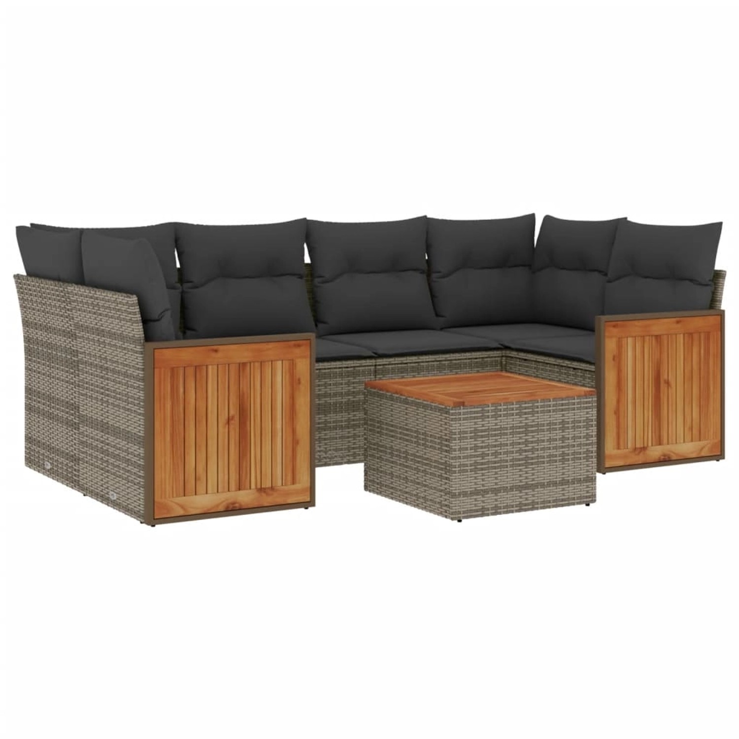vidaXL 7-Tlg Garten-Sofagarnitur mit Kissen Grau Poly Rattan 3227481 günstig online kaufen