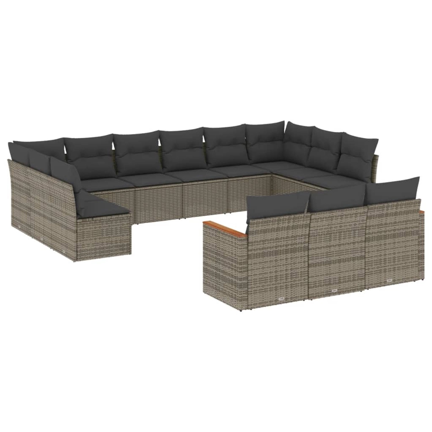 vidaXL 13-tlg Garten-Sofagarnitur mit Kissen Grau Poly Rattan Modell 44 günstig online kaufen