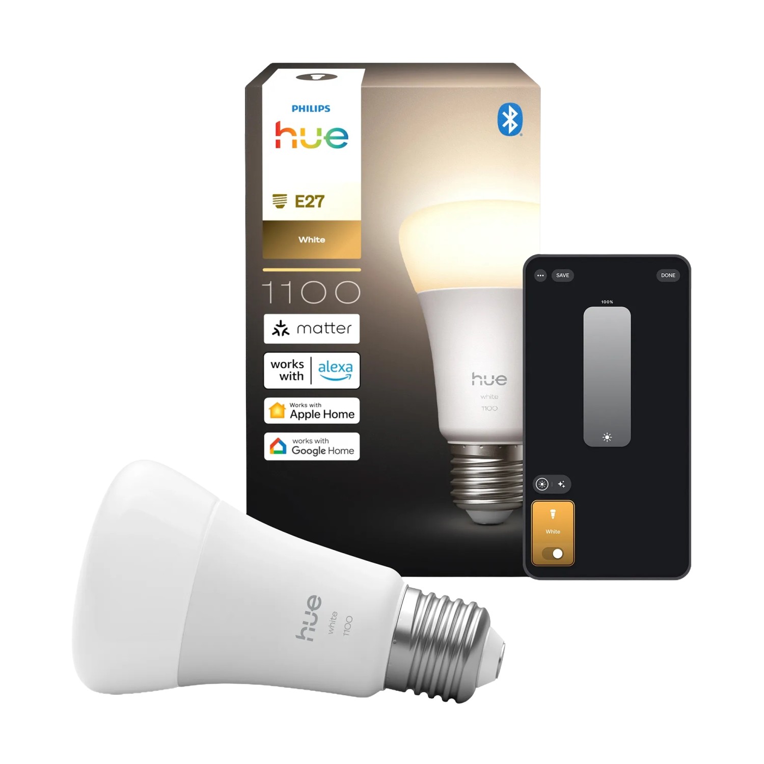 Philips Hue Leuchtmittel E27 White 2.700 K 1100,m 9,5 W