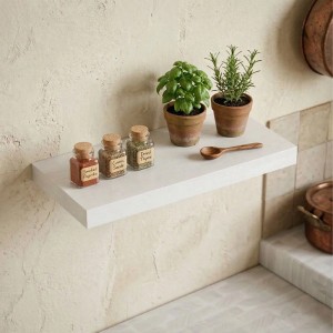 Relaxdays Wandregal MDF Weiß mit Metallhalterung 40 cm x 23 cm x 4 cm