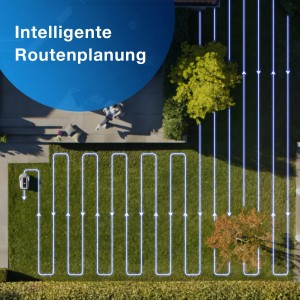 Ecovacs GOAT G1-800 Mähroboter bei der intelligenten Routenplanung im Garten.