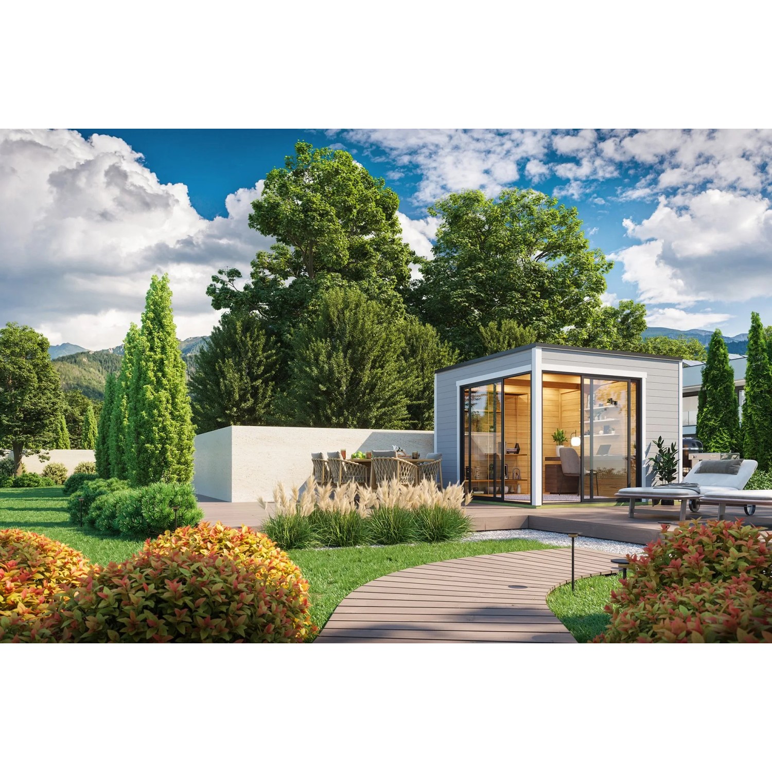 Lasita Gartenhaus Palermo 3 Lichtgrau 300 cm x 300 cm