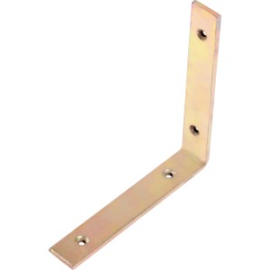 Gelb verzinkter Stuhlwinkel, 150x150x25 mm, für Holzkonstruktionen im Heimwerkerbereich.