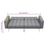 Hellgraues vidaXL Schlafsofa Modell 1 aus Stoff, ausgeklappt als Bett mit Maßangaben.
