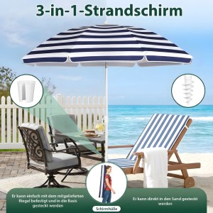 Sunula Sonnenschirm 160 cm Rund Für Balkon Garten Und Strand UV Schutz 50