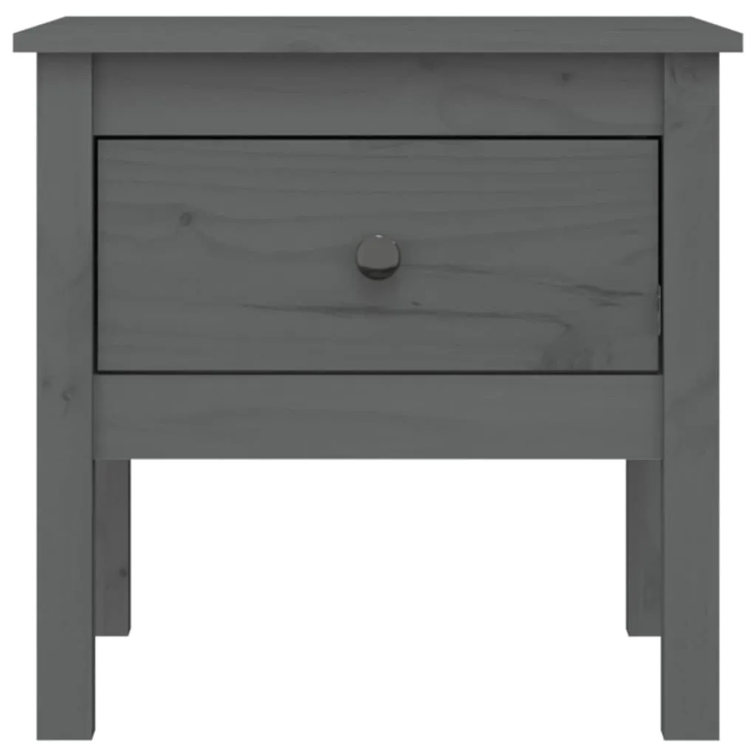 Grauer vidaXL Beistelltisch aus Kiefernholz, 50x50x49 cm, mit Schublade.