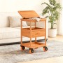 Relaxdays Lenkrollen 4er Set Schwarz-Orange an Servierwagen. Robuste Möbelrollen mit Bremse für Transport.
