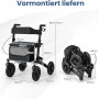 Costway Rollator mit Luftreifen, schwarz, faltbar und höhenverstellbar, mit Maßangaben.