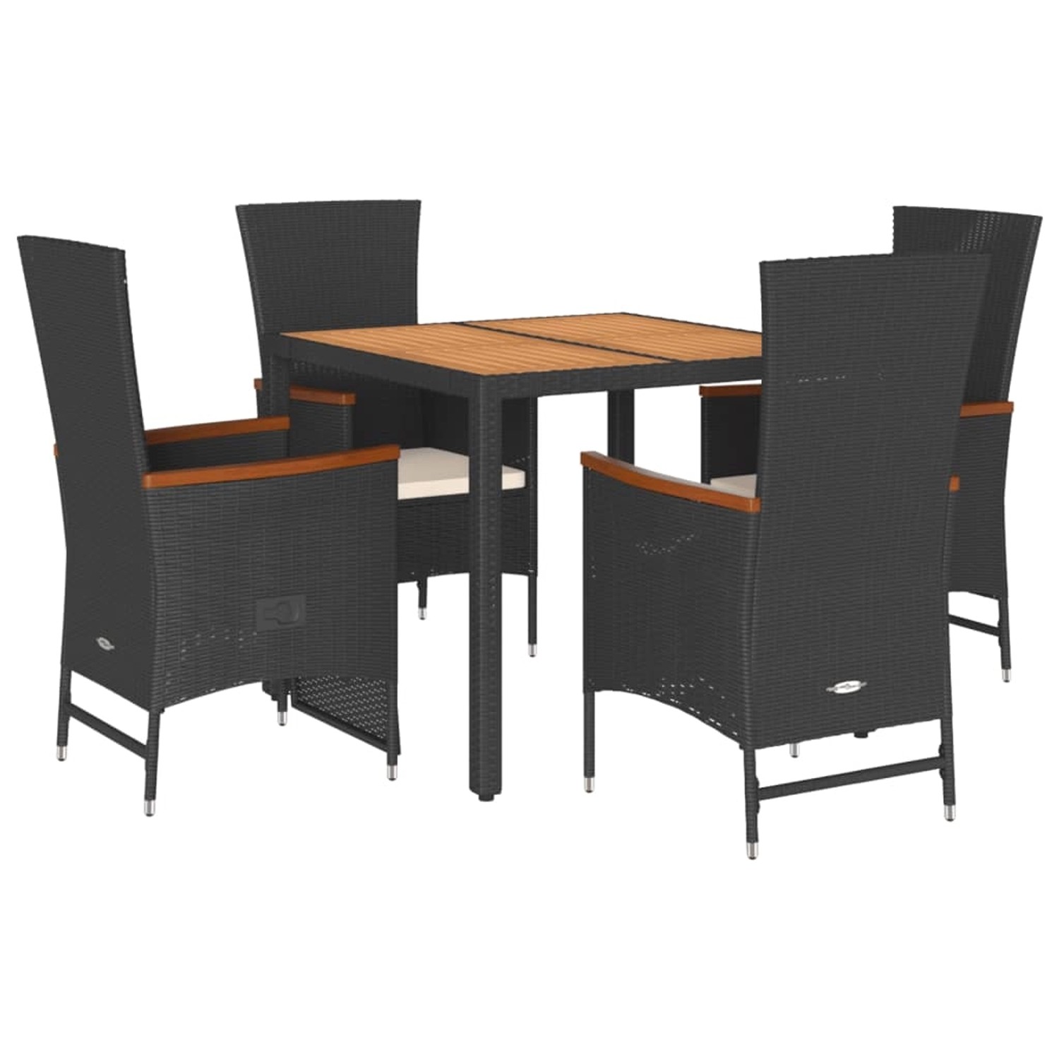 vidaXL 5-Tlg Garten-Essgruppe mit Kissen Schwarz Poly Rattan 3277507 günstig online kaufen