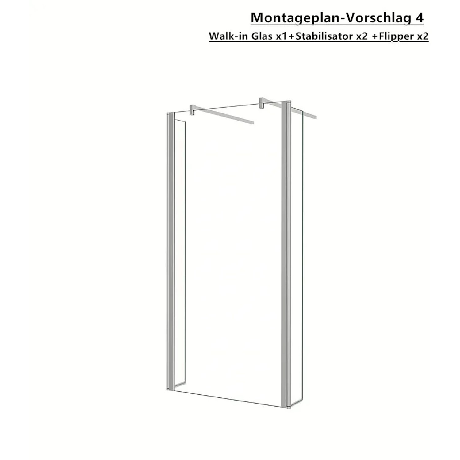 Duschparadies Walk-In Dusche, 57.7x200cm, 10mm Klarglas Seitenwand mit Nano-Beschichtung.