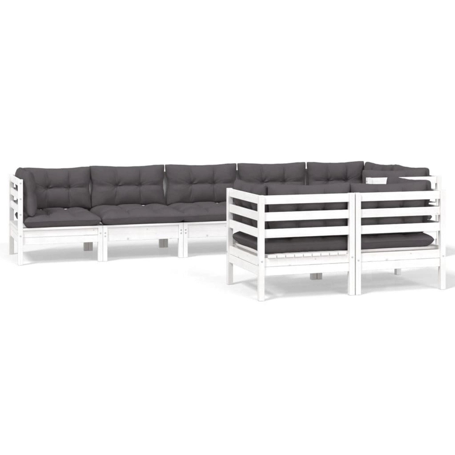 vidaXL 8-Tlg Garten-Lounge-Set mit Kissen Weiß Kiefer Massivholz 3096503 günstig online kaufen