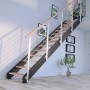 Treppe Kos mit 15 Buchenholzstufen, schwarzem Design-Geländer und Edelstahlstäben.