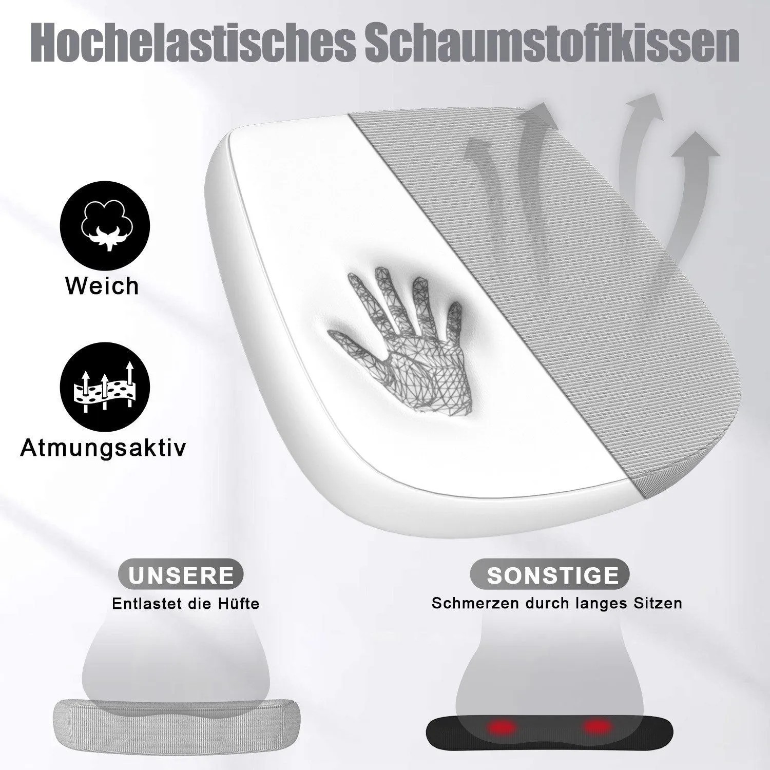 Rattantree Ergonomischer Drehstuhl mit Klapparmlehnen Höhenverstellbar Mesh Rückenlehne Grau_6