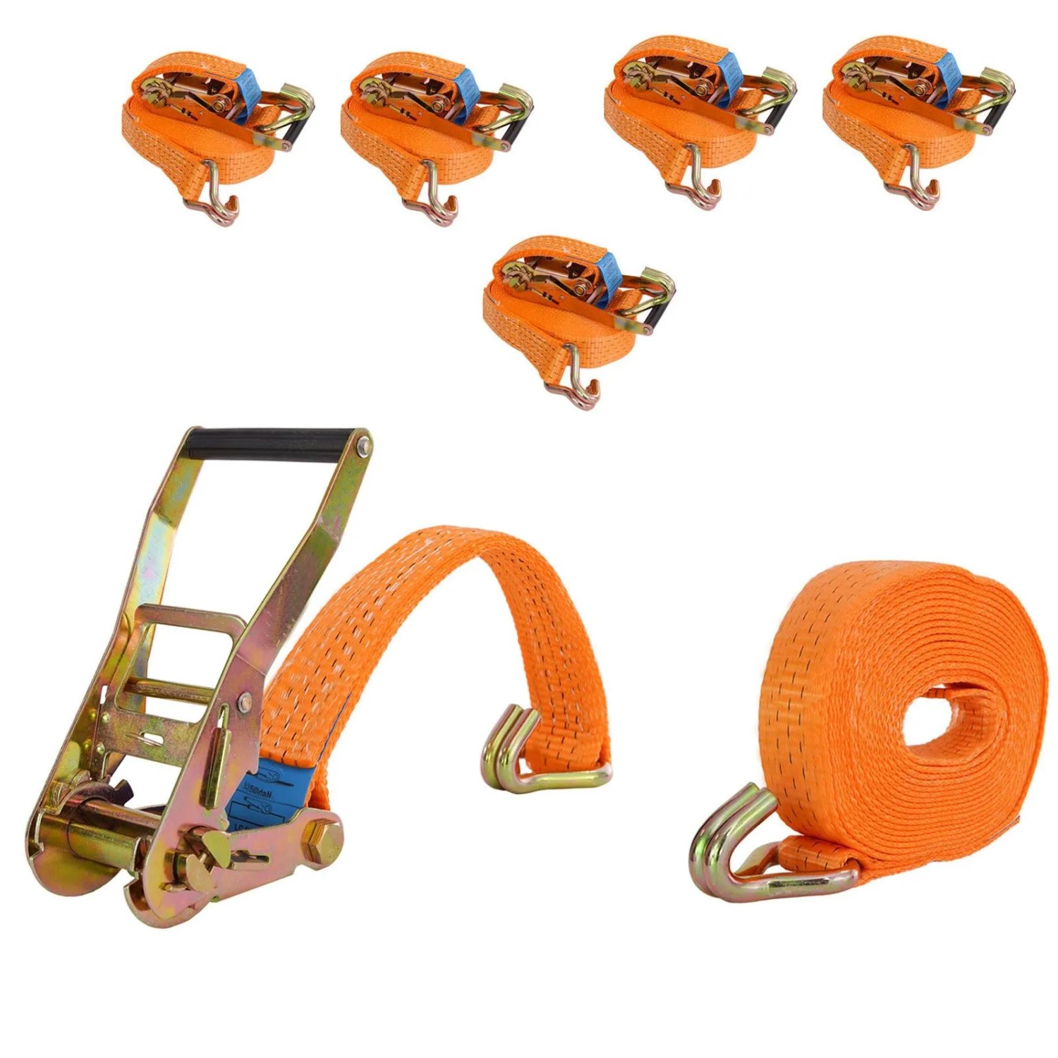 TRUTZHOLM 5x Spanngurt Mit Ratsche 6m 3000kg 3t 2 Teilig TÜV GS Orange