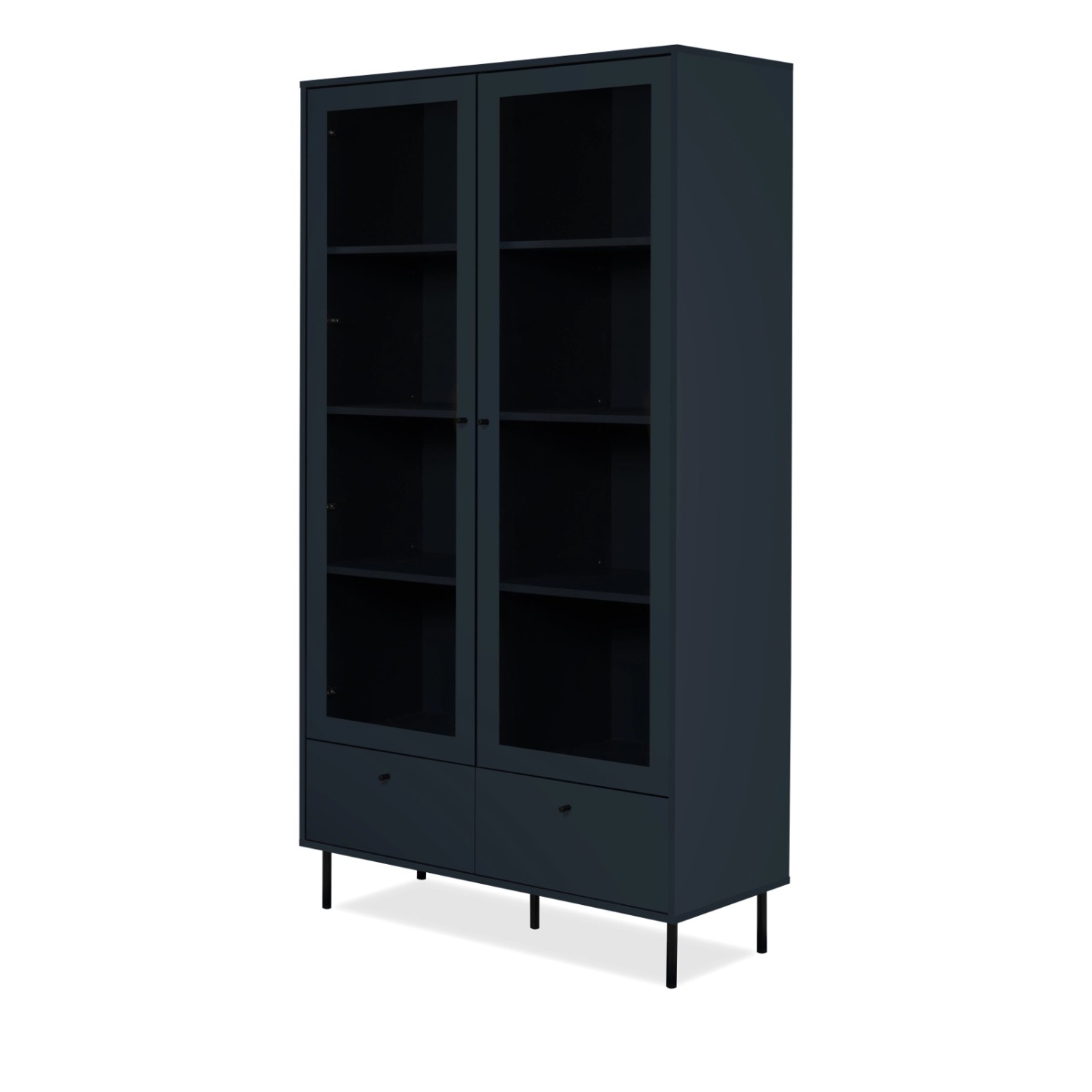 Furn.Design Vitrine Blau 100 x 183 cm 8 Vitrinenfächer 2 Schubkästen Modern günstig online kaufen
