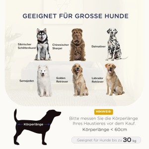 Geeignet für große Hunde bis 30kg: Hundesofa Größenempfehlung mit verschiedenen Hunderassen.