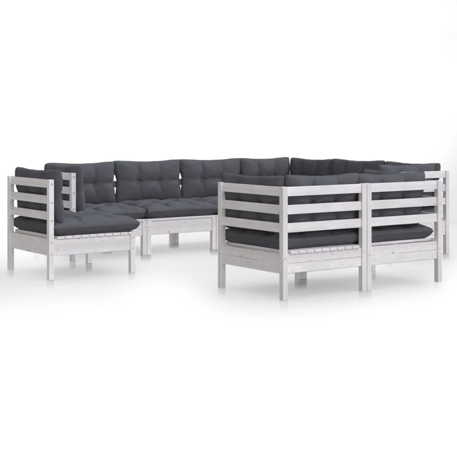 vidaXL 9-Tlg Garten-Lounge-Set mit Kissen Weiß Kiefer Massivholz 3096768 günstig online kaufen