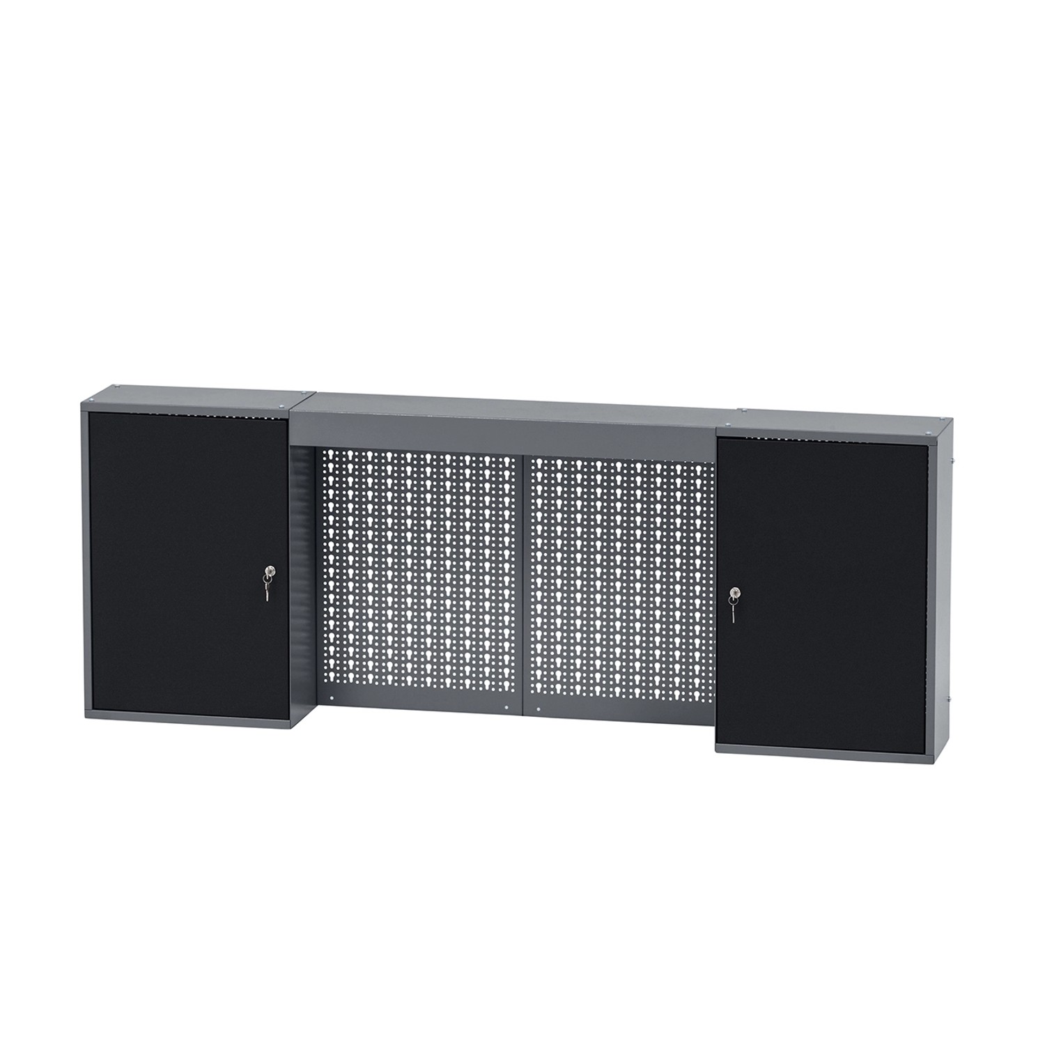 Küpper Hängeschrank 2-Türig mit Lichtblende 60 x 160 x 20 cm Schwarz-Hellgrau