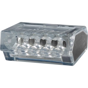 Steckklemme, transparent, für Leiter Ø 0,75-2,5 mm, 5-polig, aus dem 10-teiligen Set.