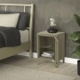 ML-Design Nachttisch Olive, Stahl, Industriedesign mit offener Tür und Lampe.
