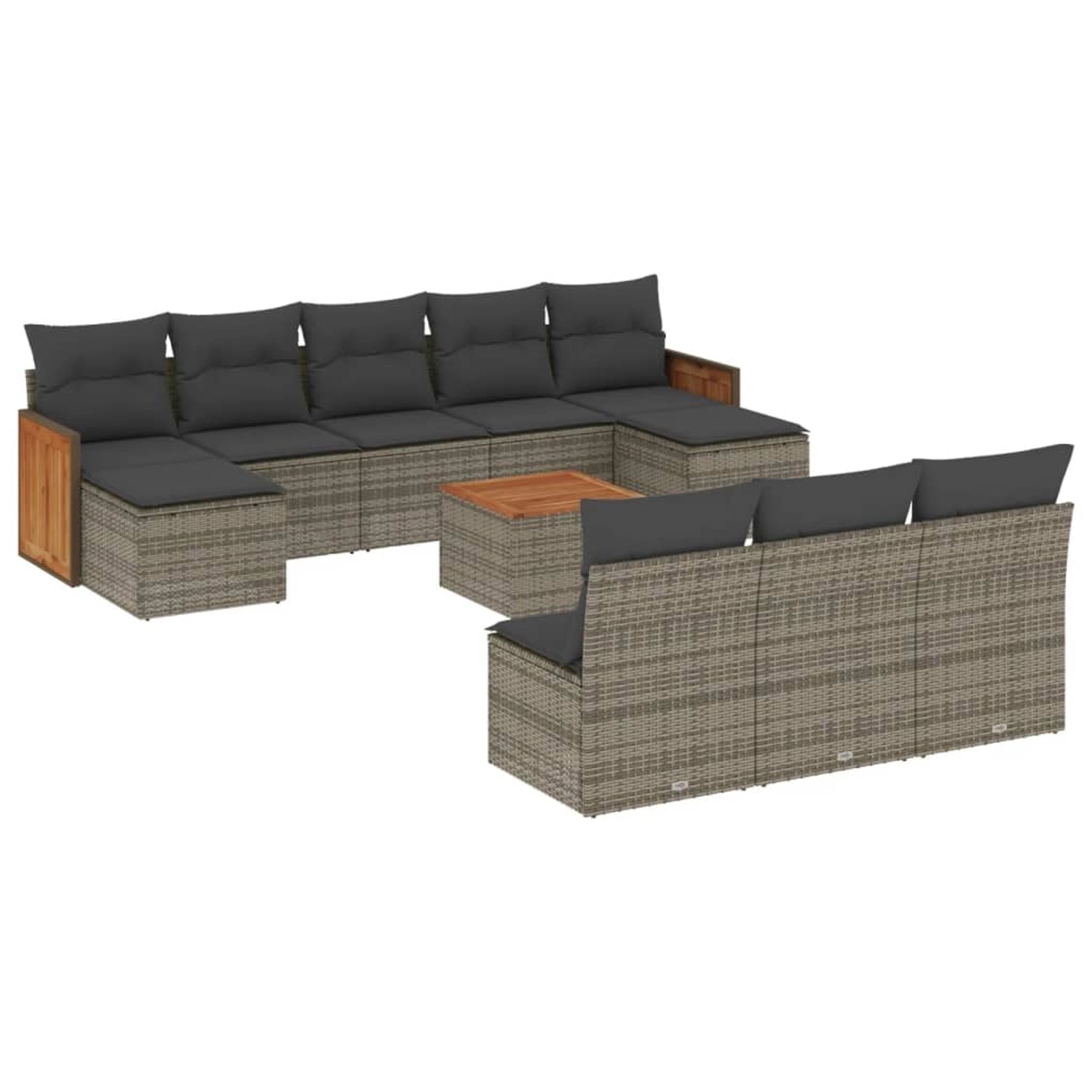vidaXL 11-Tlg Garten-Sofagarnitur mit Kissen Grau Poly Rattan 3228076 günstig online kaufen