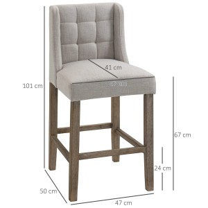 HOMCOM Barhocker 2er-Set, grau, mit Rückenlehne. Elegante Hocker für Küche und Bar.