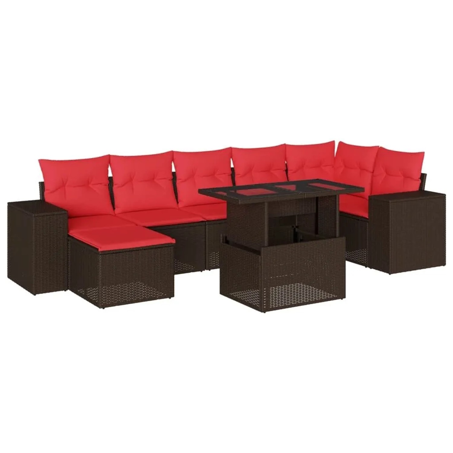 vidaXL 8-Tlg Gartensofa-Set mit Kissen Braun Polyrattan 3269324 günstig online kaufen