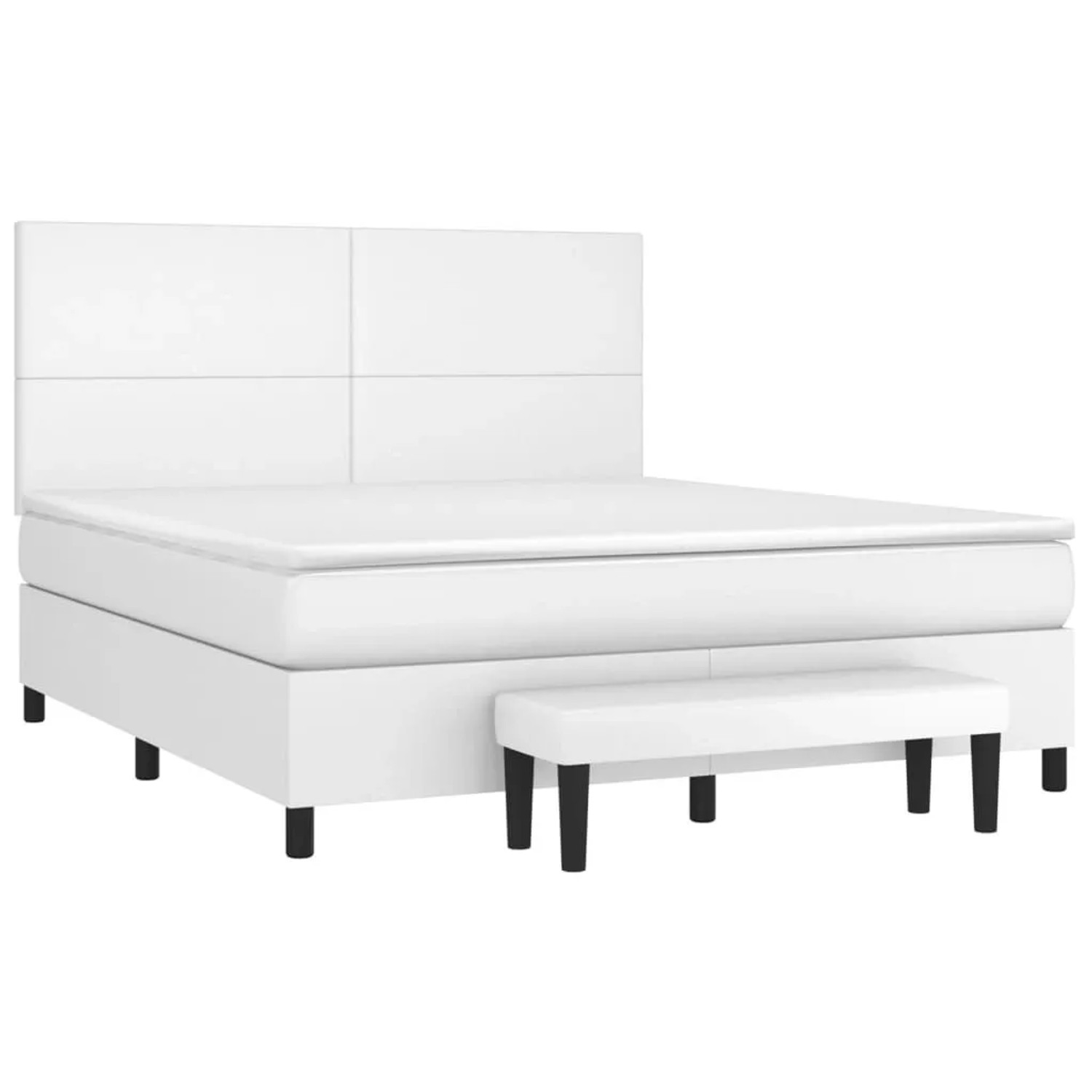 vidaXL Boxspringbett mit Matratze Weiß 180x200 cm Kunstleder 3137558 günstig online kaufen