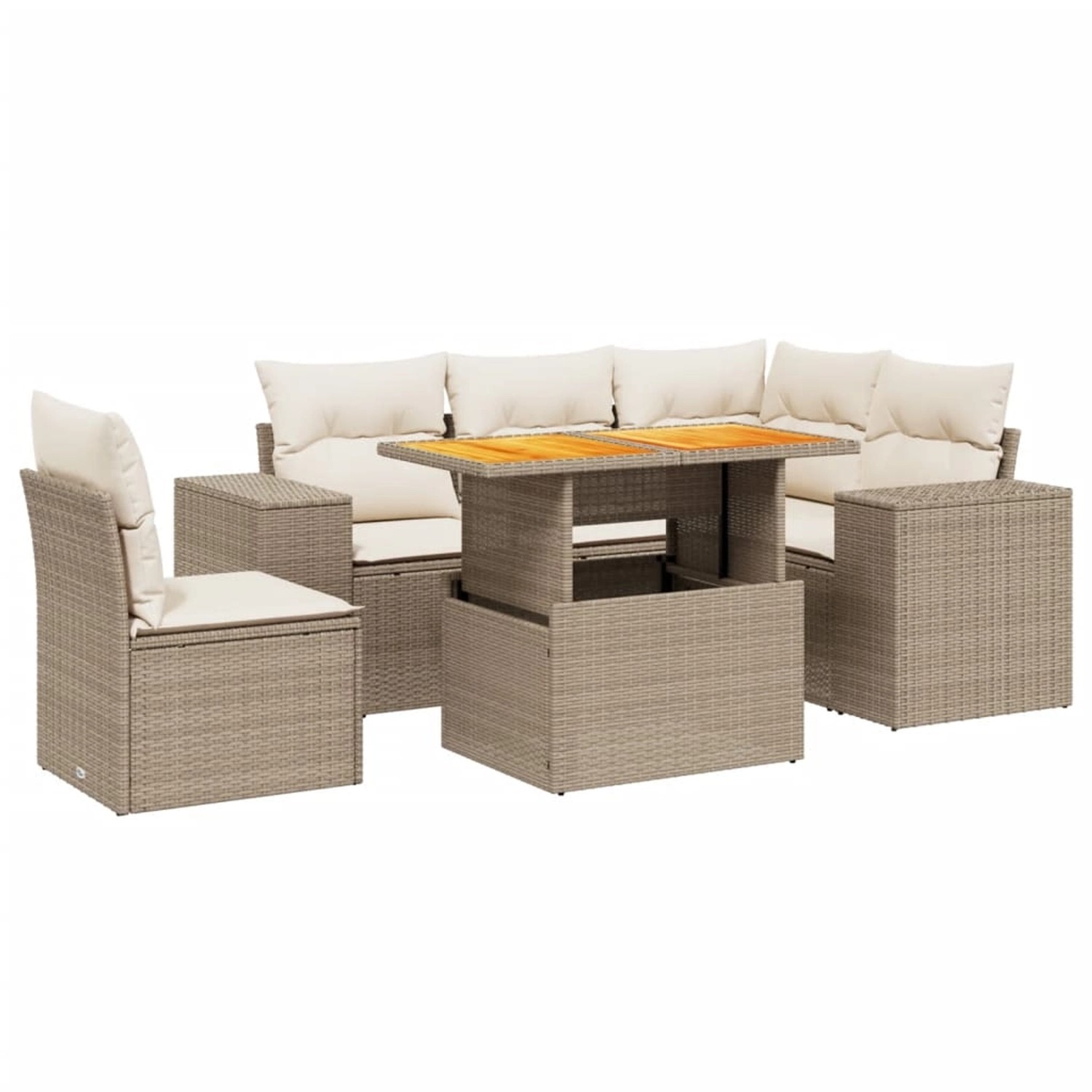 vidaXL 6-Tlg Garten-Sofagarnitur mit Kissen Beige Poly Rattan 3272640 günstig online kaufen