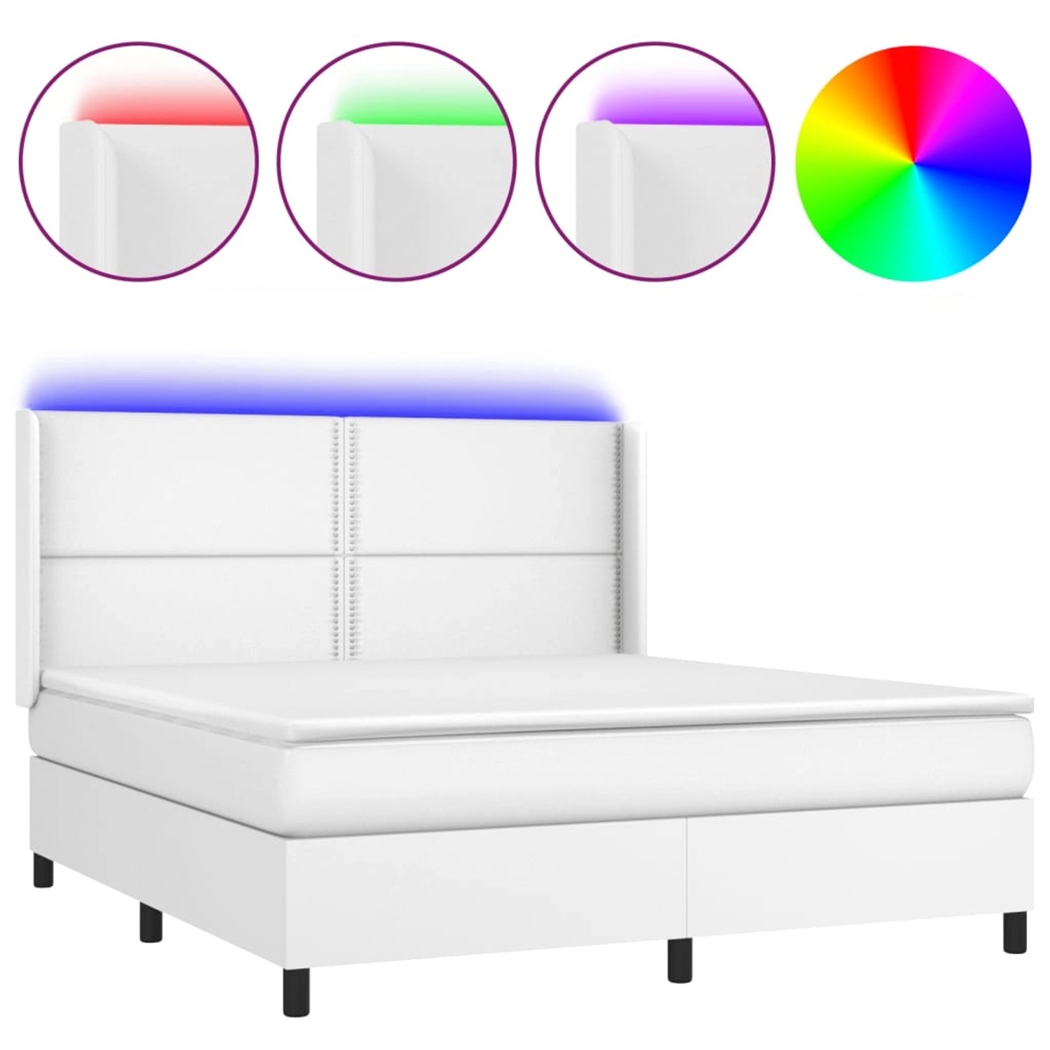 vidaXL Boxspringbett mit Matratze & LED Weiß 160x200 cm Kunstleder 3139332 günstig online kaufen