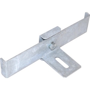 Gabiona Zaunhalter mit Klammer zur Verbindung von Holzzäunen mit Gabionen (Maschenweite 5x20 cm).