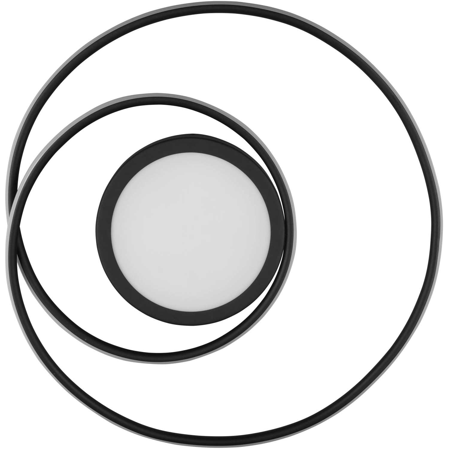 Moderne, dimmbare LED-Deckenleuchte Yava, 56W, schwarz matt, mit geschwungenem Design.