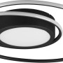 Dimmbare LED-Deckenleuchte Yava, 56W, schwarz matt, mit geschwungenem Design für Wohn- und Schlafzimmer.