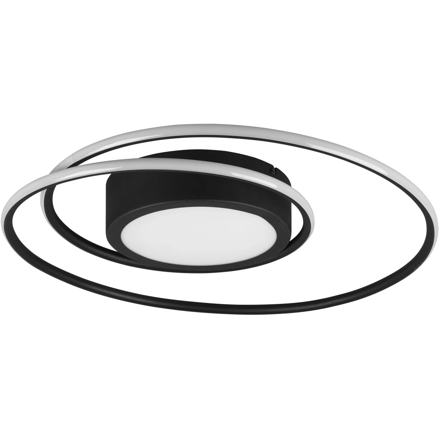 Dimmbare LED-Deckenleuchte Yava, 56W, schwarz matt, mit geschwungenem Design für Wohn- und Schlafzimmer.