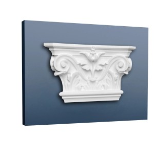 Weißes ORAC DECOR Pilaster Kapitell K201 LUXXUS Stuckgesims für Wand-Dekor, 22,8x14,9x6,2cm.