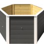 Sechseckiges Weka Elementhochbeet 669 in Anthrazit, Holz mit Wühlmausschutz, 143x120x68,5 cm.