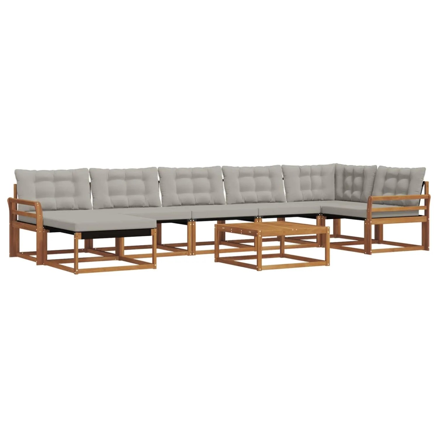 vidaXL Outdoor-Sofagarnitur mit Kissen 8-Tlg Natur und Hellgrau 3369698