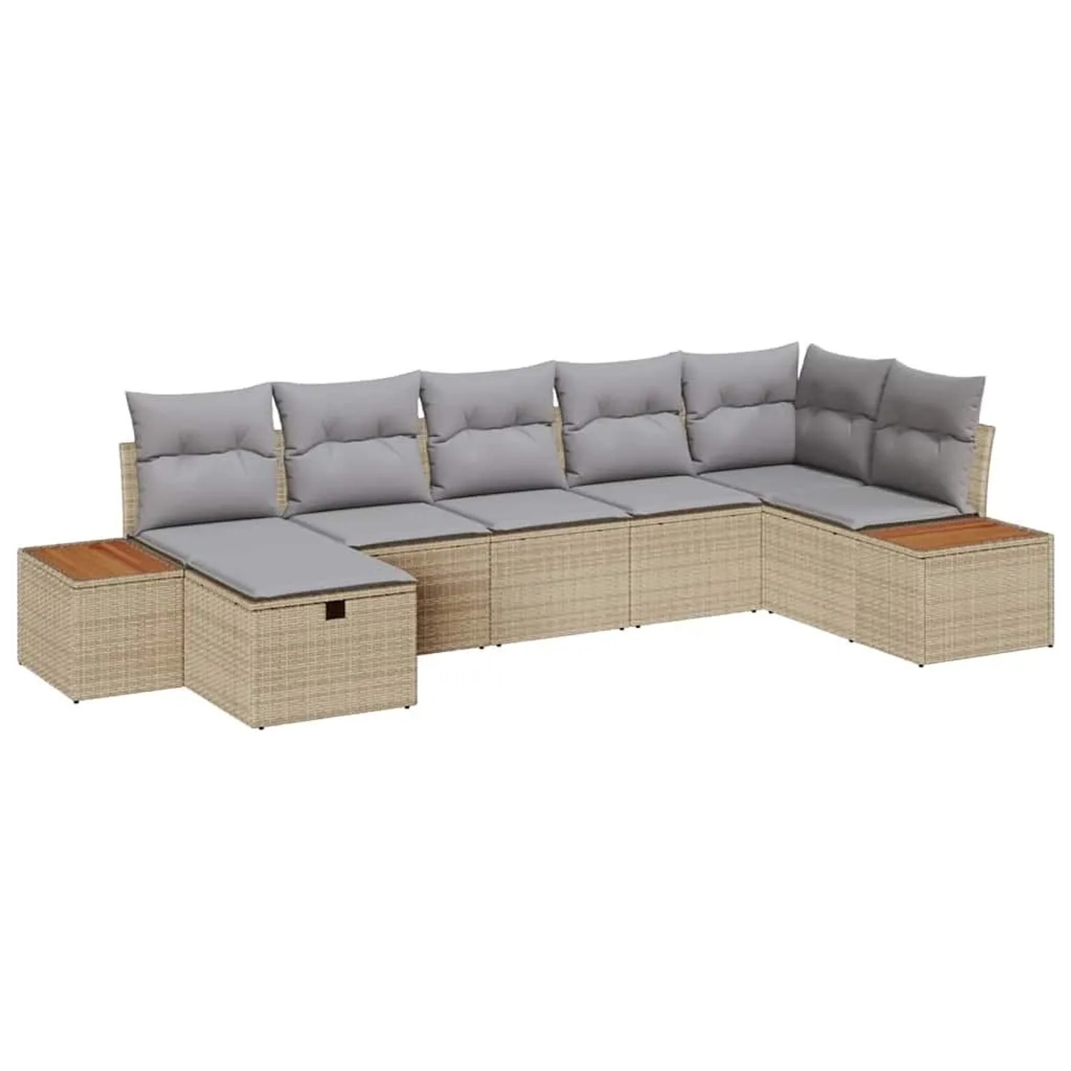 vidaXL Garten-Sofa-Set mit Kissen 7-Tlg Beige Poly Rattan 3360974