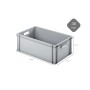 Graue PROREGAL Eurobox (38 Liter) mit offenem Griff und Scharnierdeckel, 40x60x22cm. Ideal zur Aufbewahrung.