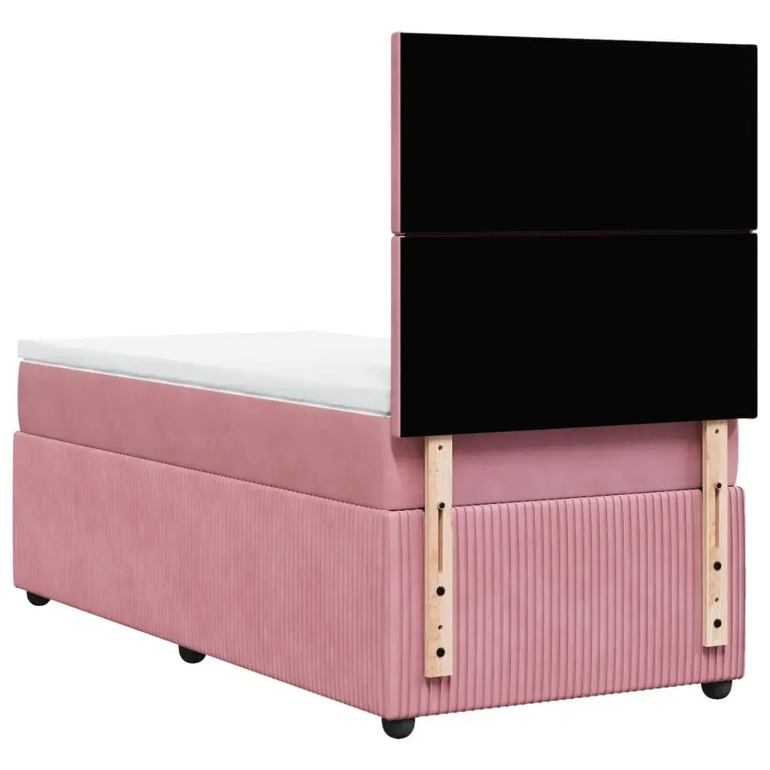 Rosa vidaXL Boxspringbett 100x200 cm mit Samtbezug, Matratze und Kopfteil.
