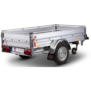 Stema Anhänger Variolux 850 mit Reling, Stützrad und Diebstahlsicherung.