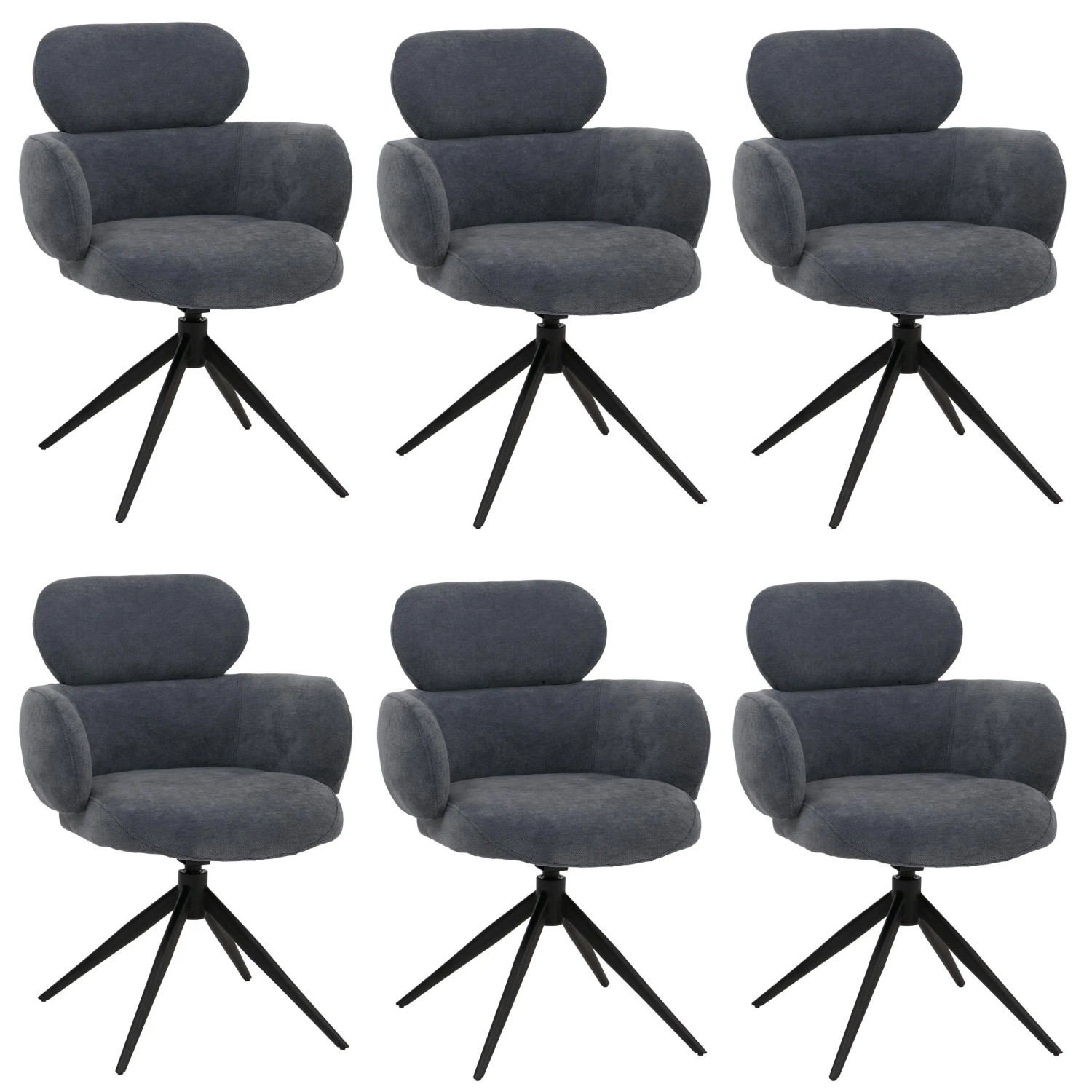 MCW Esszimmerstuhl O77 6er-Set Grau-Blau