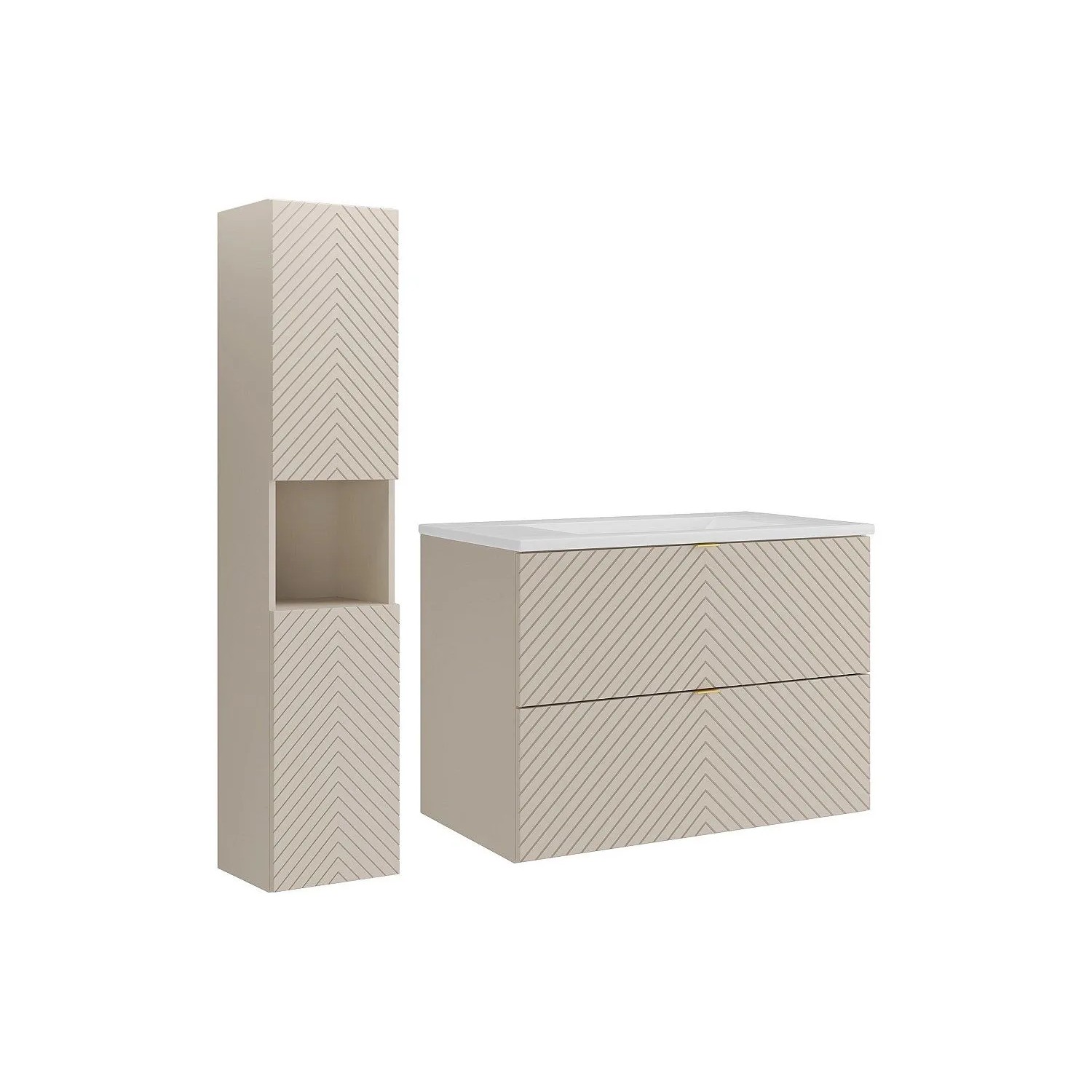 Vente-unique Badmöbel-Set Dorioni Beige 80 cm