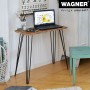 Tisch mit schwarzen Wagner Hairpin Möbelbeinen (860mm) im Retro-Design. DIY-Tisch mit Laptop.