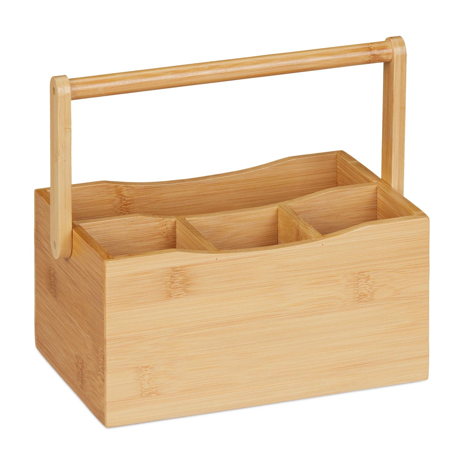 Relaxdays Besteckhalter Bambus Natur 4 Fächer 23 cm x 25 cm x 15,5 cm 0,7 kg