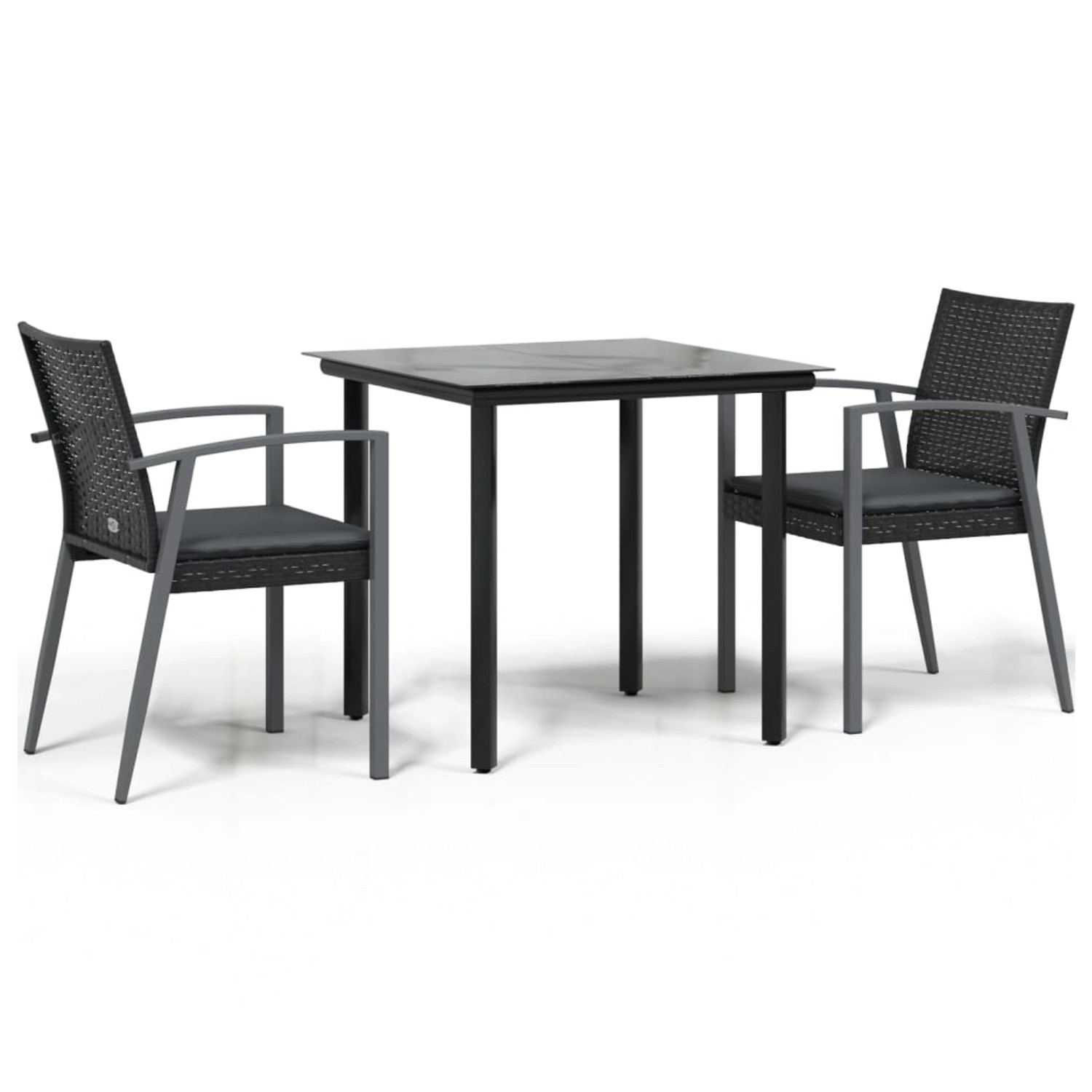 vidaXL 3-Tlg Garten-Essgruppe mit Kissen Poly Rattan und Stahl 3186987 günstig online kaufen
