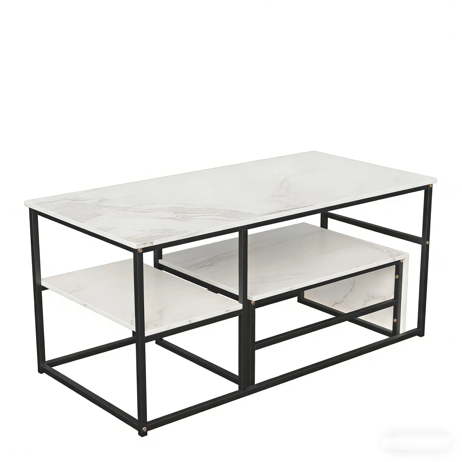 PXloue 2er-Set Couchtisch-Satztisch Rechteckiger 105 x 52 x 48 cm in Gold