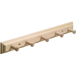 Hettich Hakenleiste aus Buche, lackiert, mit 5 Haken. Garderobenleiste aus Holz.