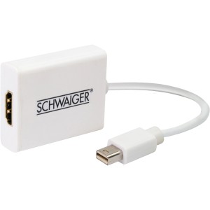 Schwaiger Mini DisplayPort auf HDMI Adapterkabel, weiß, 15cm lang.